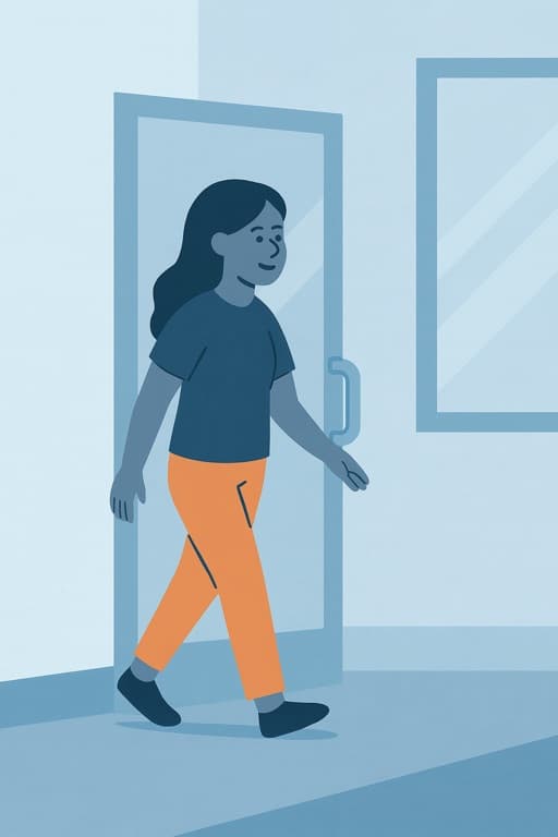 Patient entering the building