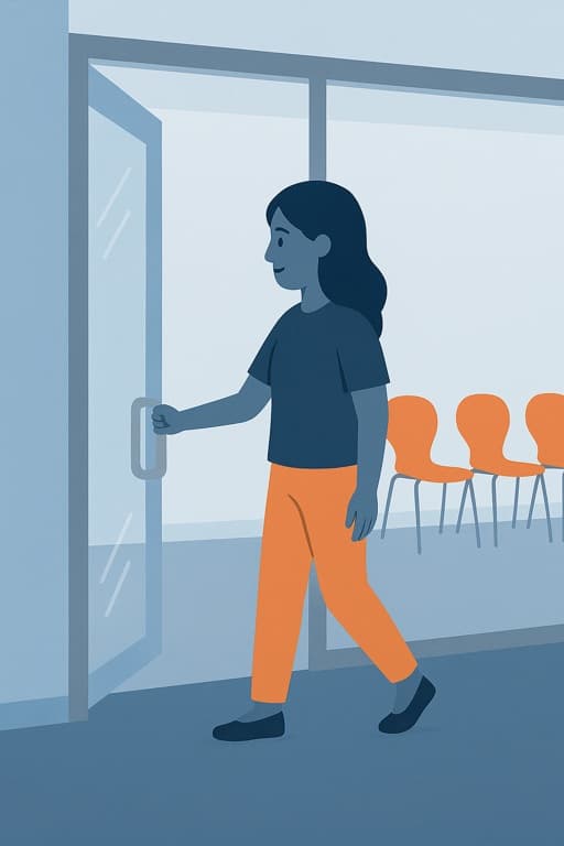 Patient entering the waiting room